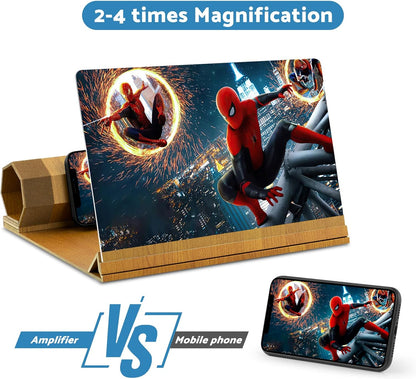 14‘’ Screen Magnifier for Smartphone, Mobile Phone 3D Magnifier Screen Expanders for Movies and Gaming Foldable Phone Stand with Screen Amplifier B1 Beige