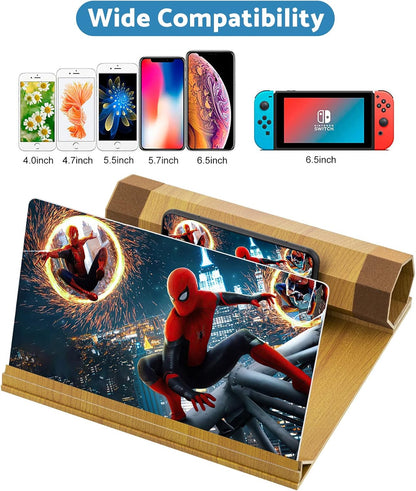 14‘’ Screen Magnifier for Smartphone, Mobile Phone 3D Magnifier Screen Expanders for Movies and Gaming Foldable Phone Stand with Screen Amplifier B1 Beige